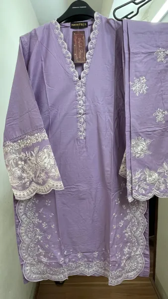 Pakistani Original Hayat Stitched Cotton Co-ords 2 Pcs _ Purple 